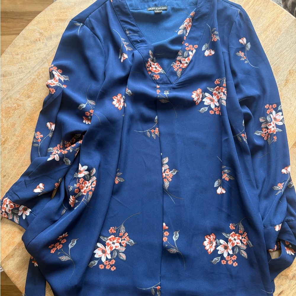 Floral Navy Blouse, Riley & James, women’s large